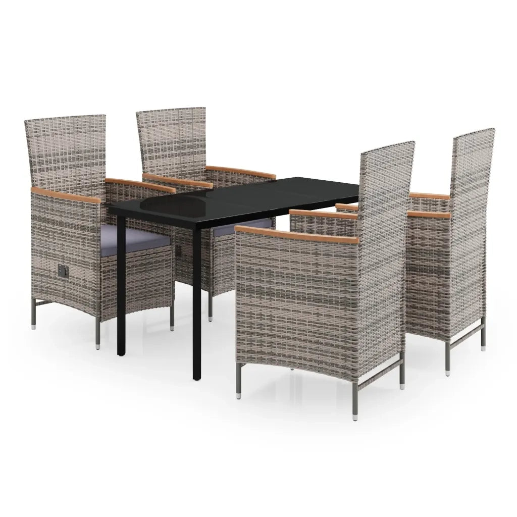 Set Mobili da Pranzo per Giardino 5 pz con Cuscini Grigio cod mxl 38741