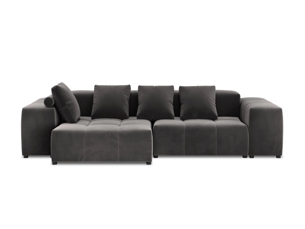 Cosmopolitan Design - Divano angolare modulare reversibile "Rome" 4 posti in velluto grigio scuro 