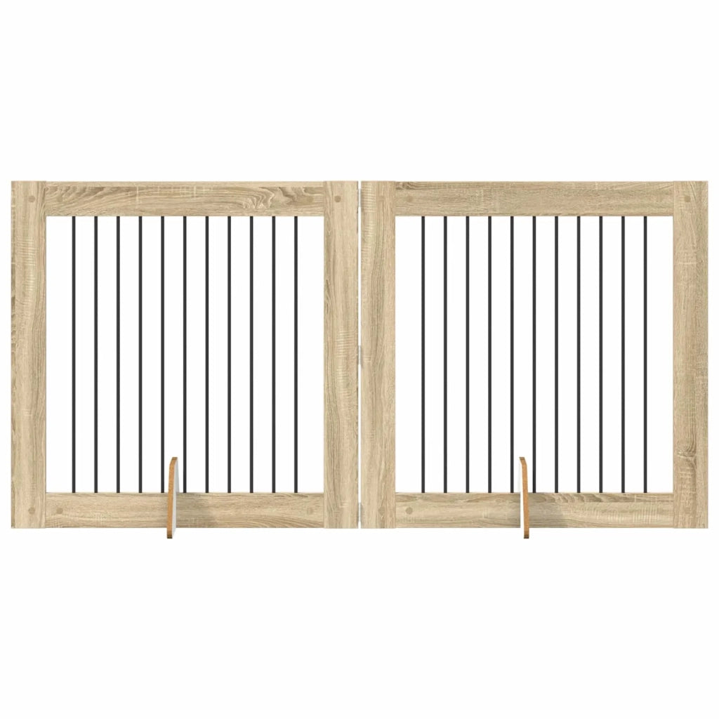 Cancello per cani con supporti 2 pcs Rovere Sonoma 100 x 100 cm 892026
