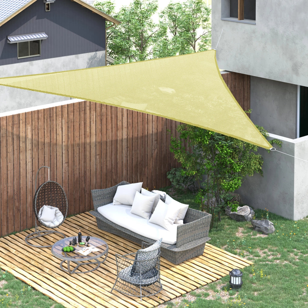 Tenda a Vela Triangolare Parasole con Ganci a D, in Poliestere, 600x600x600 cm, Gialla