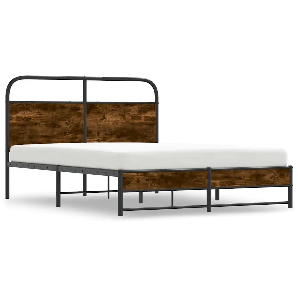 Letto matrimoniale | Letto per adulti | Giroletto senza Materasso Rovere Fumo 140x200 cm in Truciolato