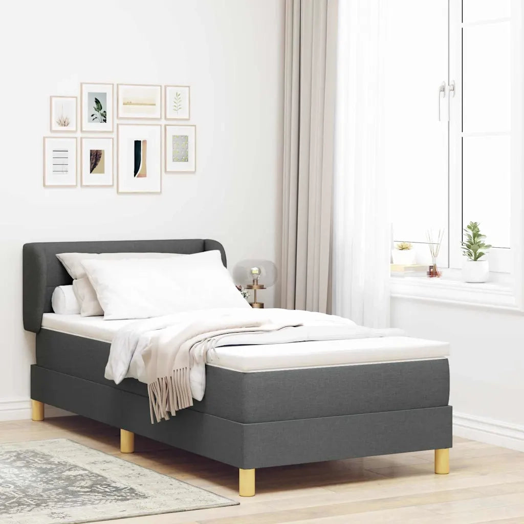 Letto a molle con materasso Grigio scuro 100 x 200 cm Tessuto 3340200