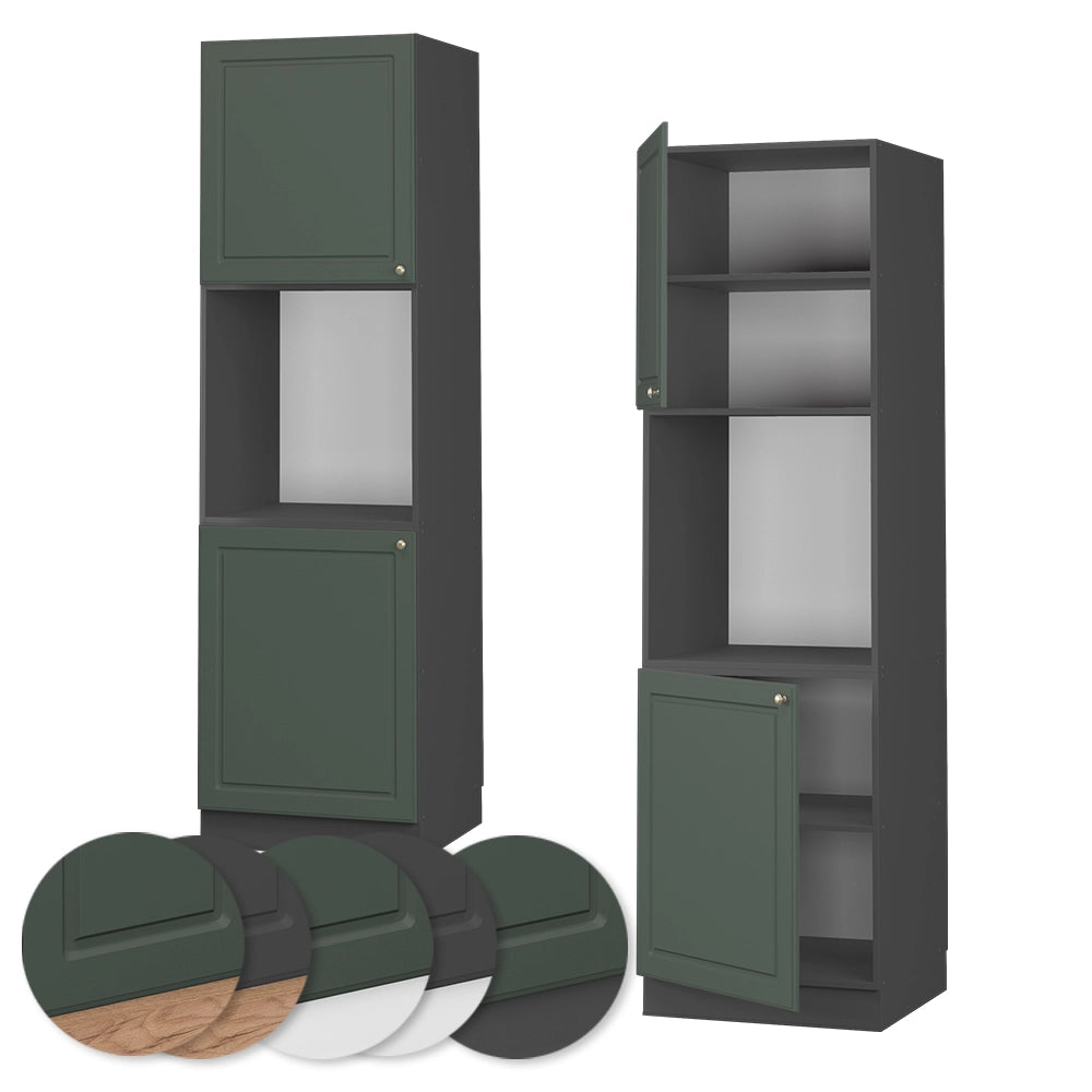 Mobile per forno da incasso Fame-Line Verde-oro rustico/Antracite 60 cm aperto Vicco