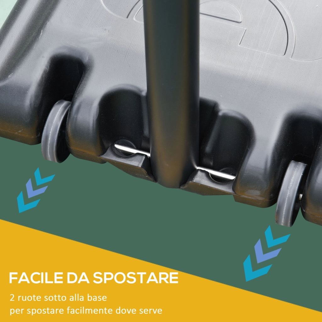 EasyComfort Canestro Basket Altezza Regolabile 160-305cm, Base con Ruote e Struttura in Acciaio, Tabellone in PVC Trasparente