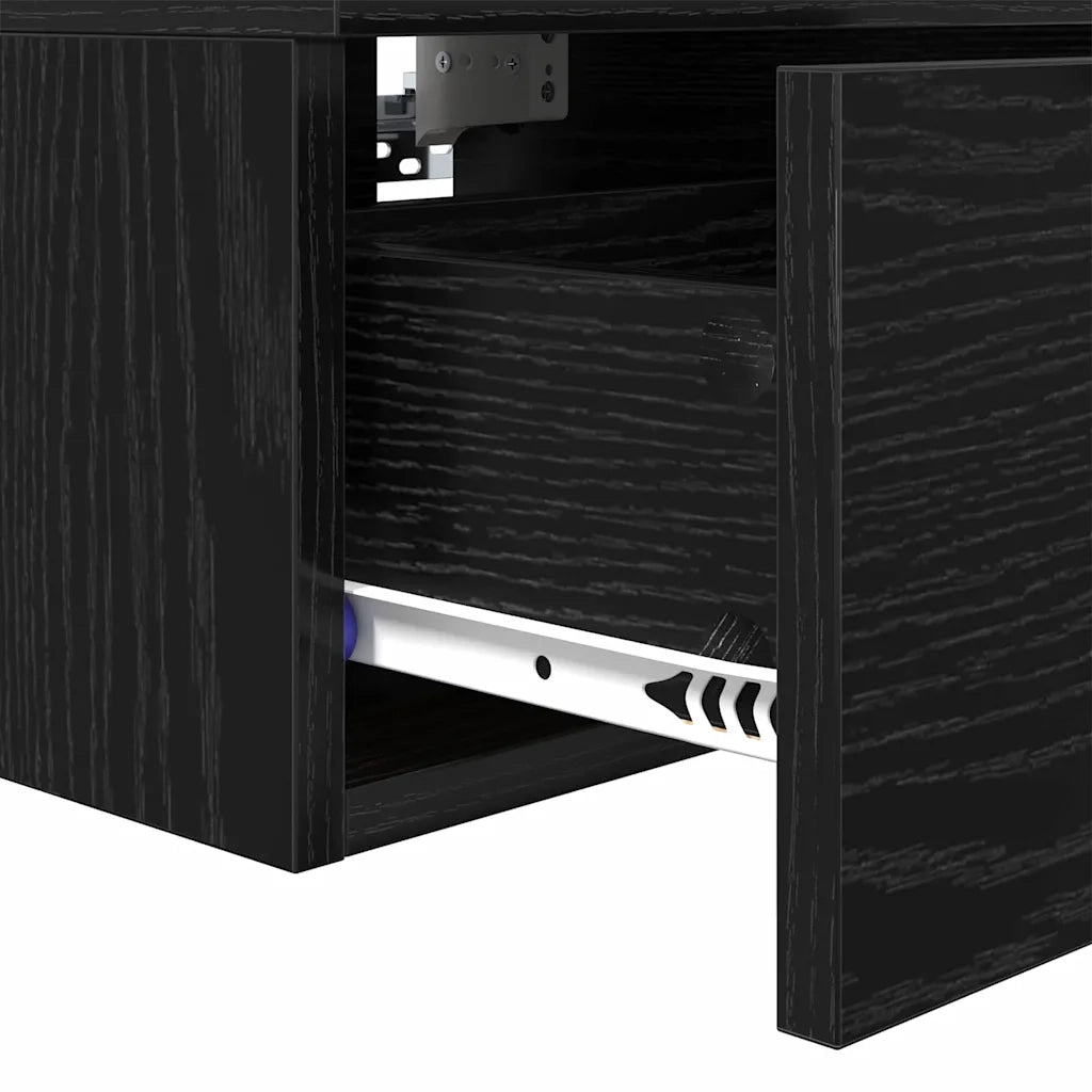 Armadio da Notte con cassetto 2 pcs Rovere Nero 34 x 30 x 20 cm