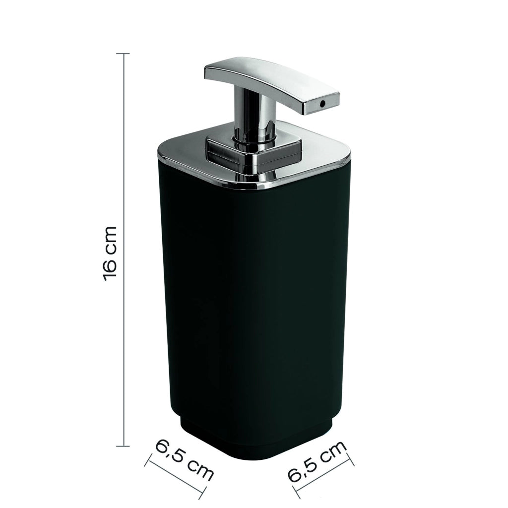 Dosasapone con erogatore in plastica cromata d'appoggio in plastica riciclata 6382 Gedy serie SEVENTY Nero Matt