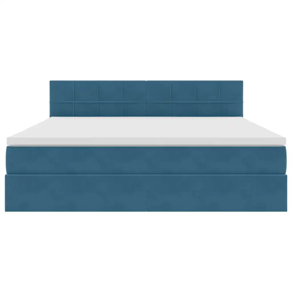 Letto con contenitore LED e materasso Blu Scuro 160 x 200 cm