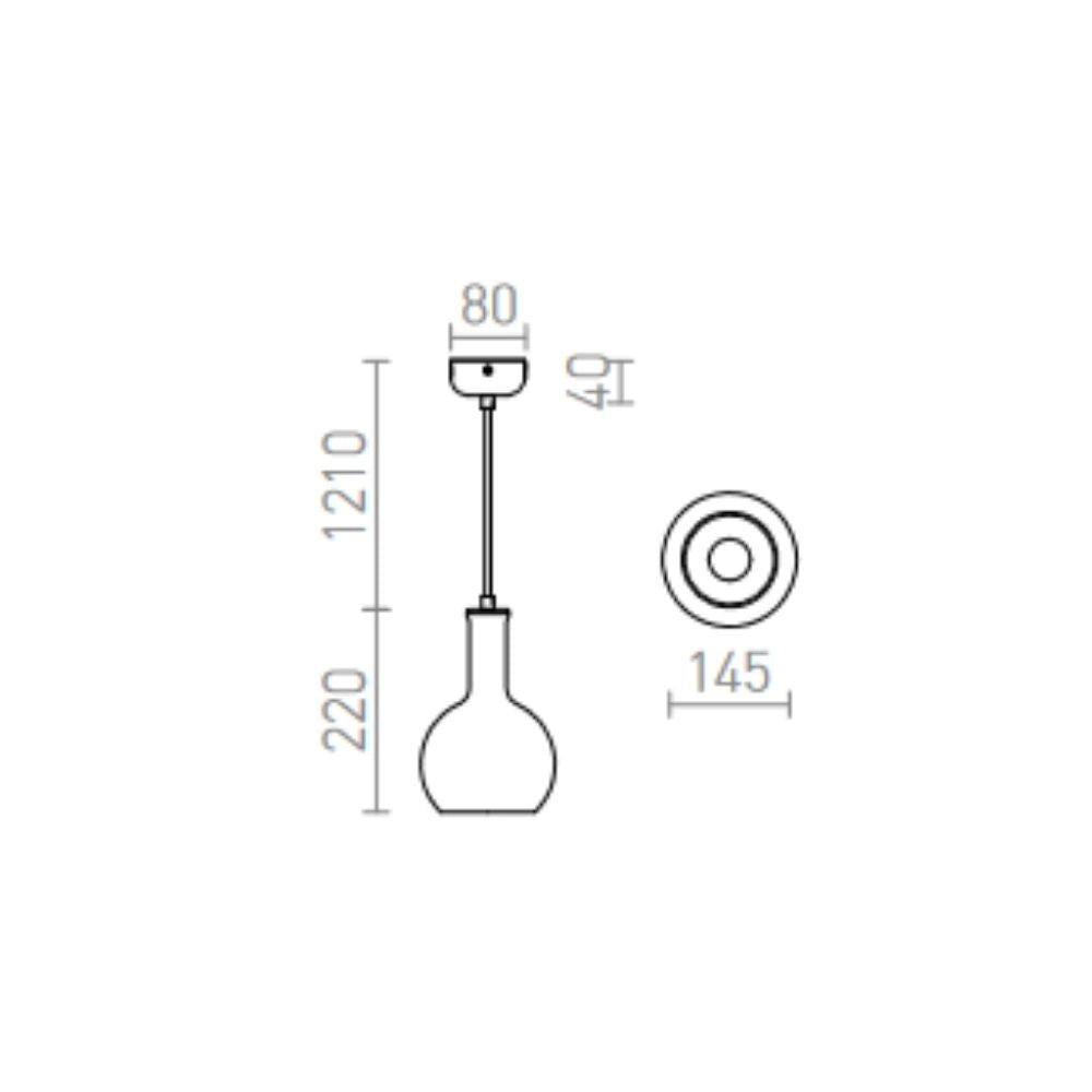 Lampadario PULIRE RD a sospensione vetro opalino/legno/cromo 230V E14 28W