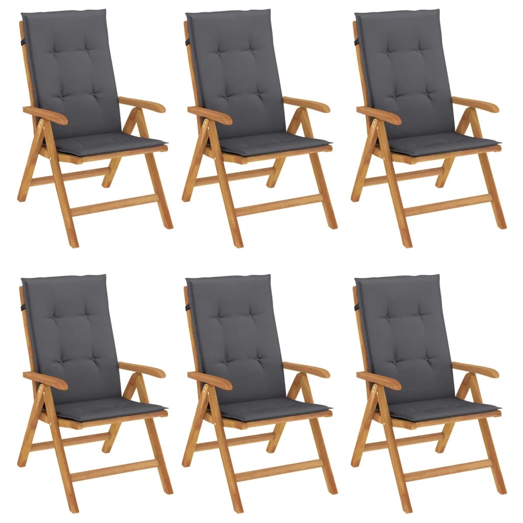 Sedie da Giardino Reclinabili con Cuscini 6 pz in Legno di Teak 3196493