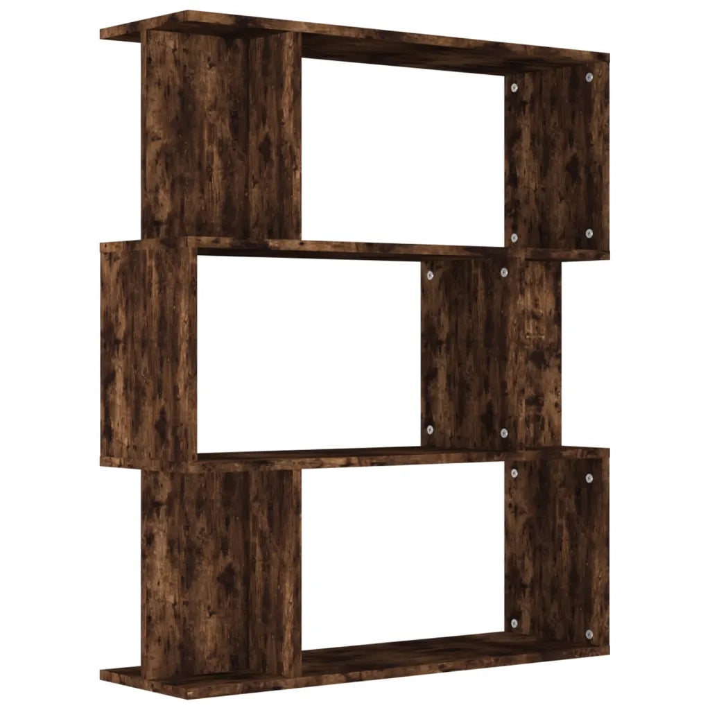 Libreria Divisorio-Scaffale per Libri-Mobile di Stoccaggio Rovere Fumo 80x24x96 cm in Legno Ingegnerizzato