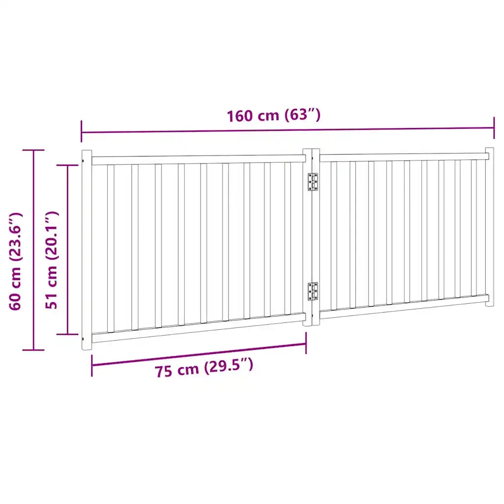 vidaXL Cancello Cani Pieghevole 2 Pannelli Bianco 160cm Massello Abete