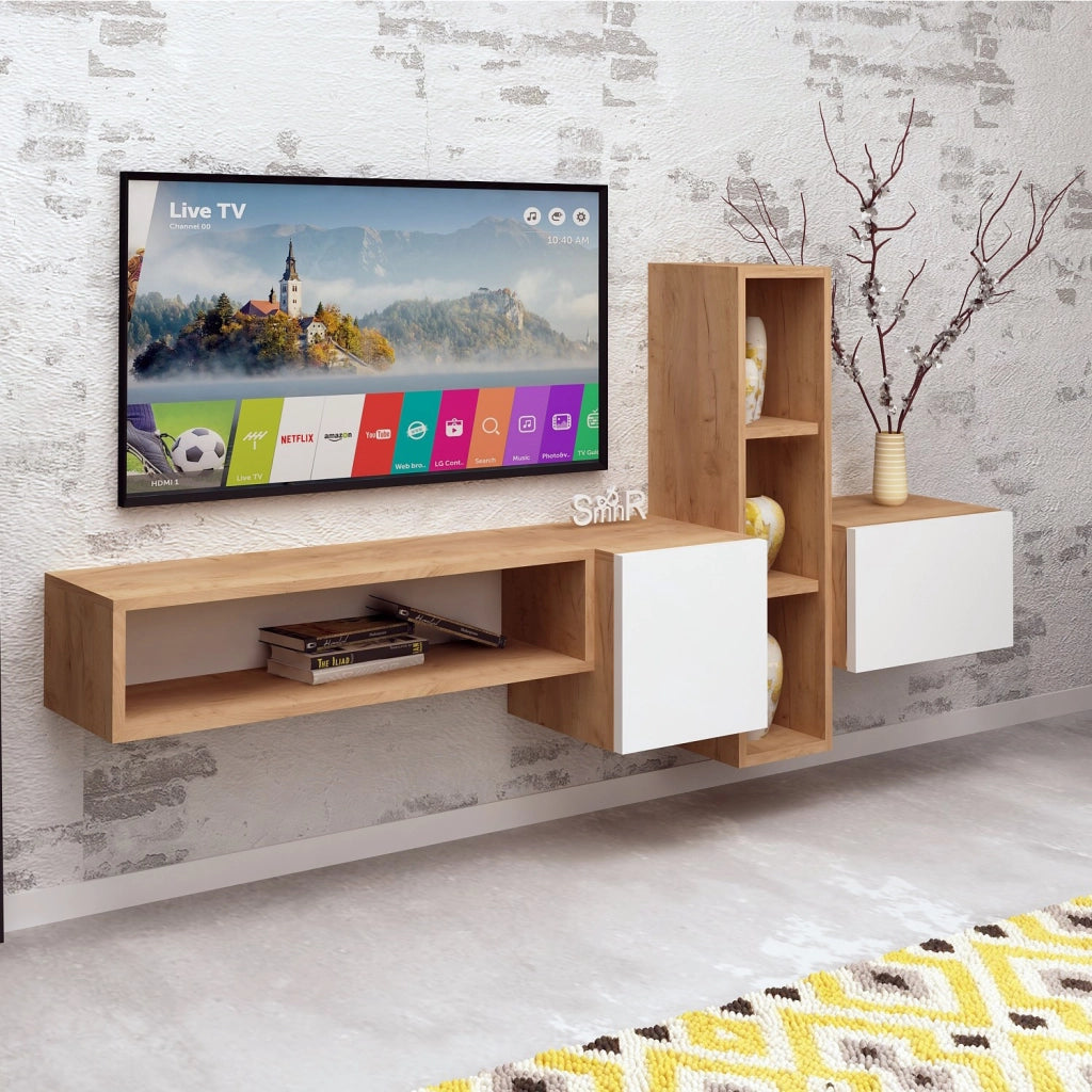 Porta TV in legno "Kumkuat" - 160 x 35 x 70 cm - Marrone