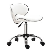 Sgabello da lavoro con rotelle e schienale ¨C zephmum ¨C bianco, regolabile 44-56 cm, 360¡ã