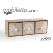 Trade Shop - Mobiletto Cassettiera Porta Gioie Oggetti Trucchi Legno Indian 33x11x11cm 748356 -