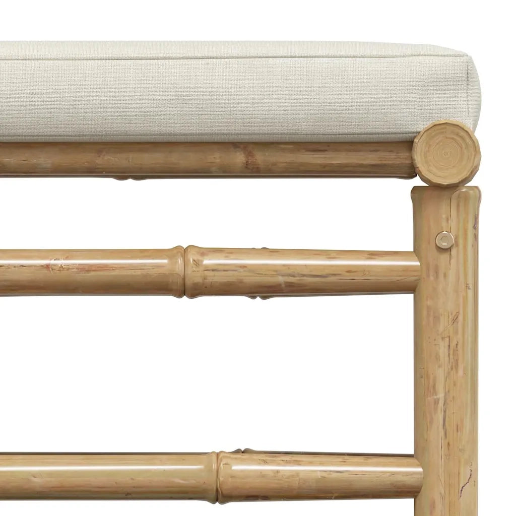 Sedia da giardino-Poggiapiedi da Giardino con Cuscino Bianco Crema in Bamb¨´ 600783