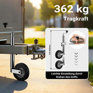 Set per rimorchio con servotimone a ruota, piedi stabilizzatori e cunei 10 pezzi max 362 kg