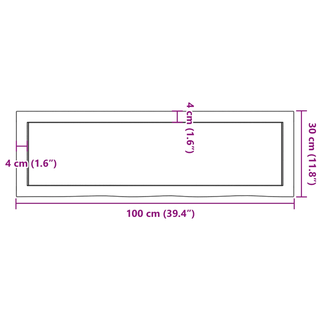 Piano Bagno Marrone 100x30x(2-4) cm Legno Massello Trattato CFW5480303