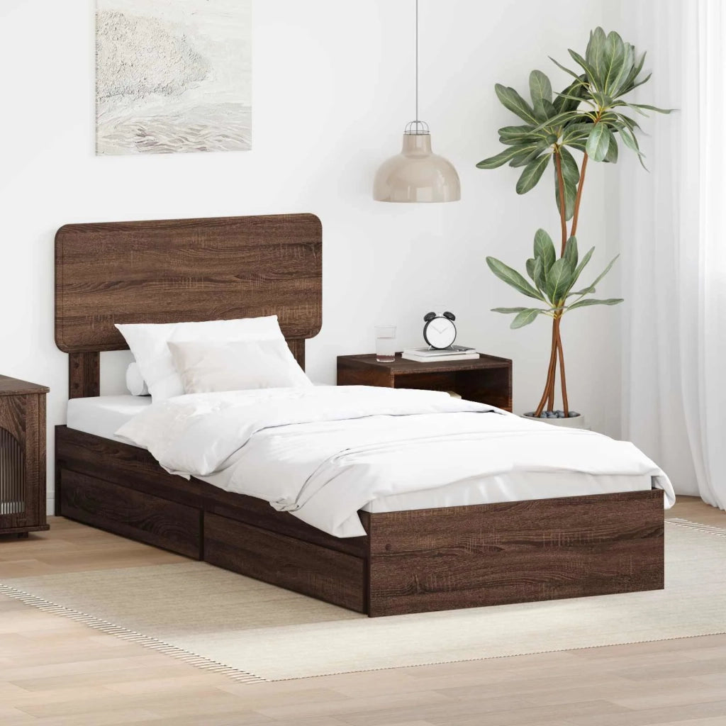 Letto con Contenitore con testiera Rovere Marrone 75 x 190 cm 3412331
