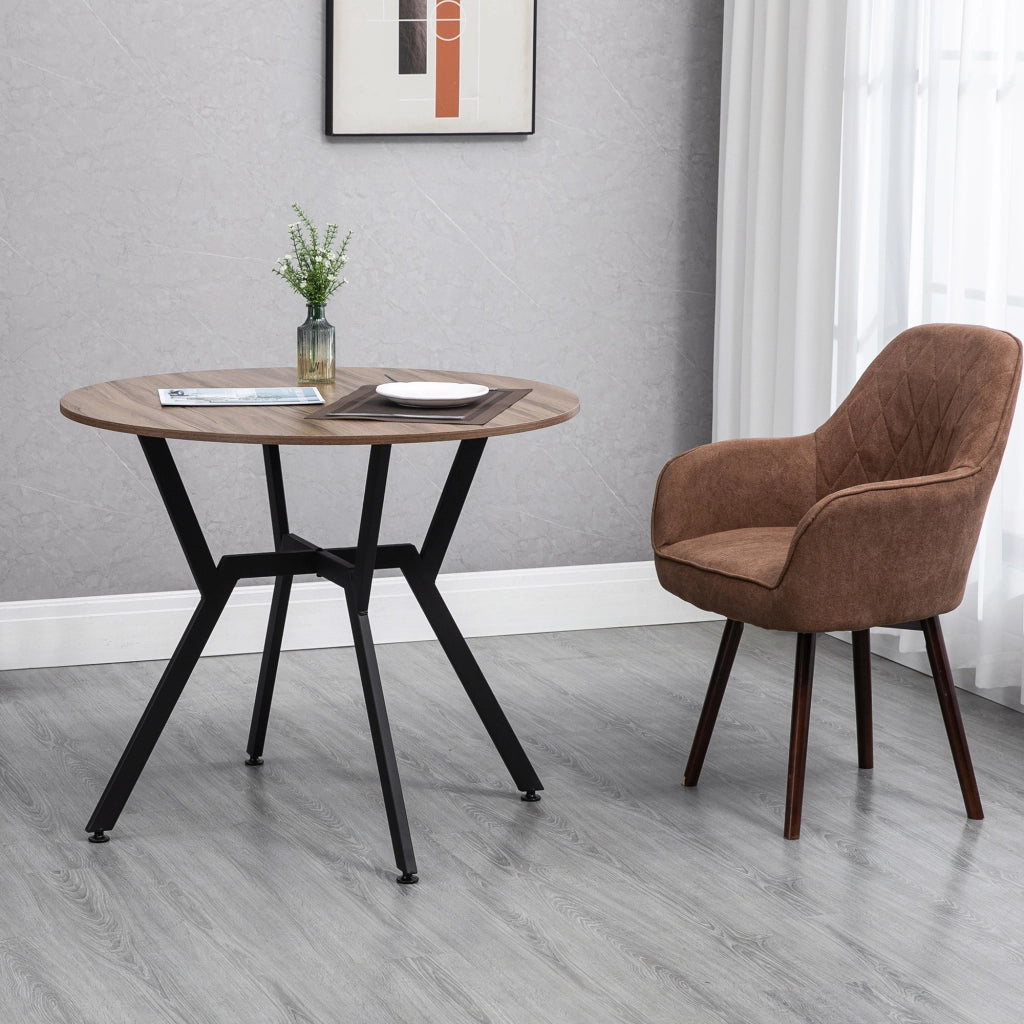 Tavolo da pranzo rotondo allungabile per 2 persone in legno e acciaio ¨C Minimal ¨C Nero e marrone ?90x76 cm