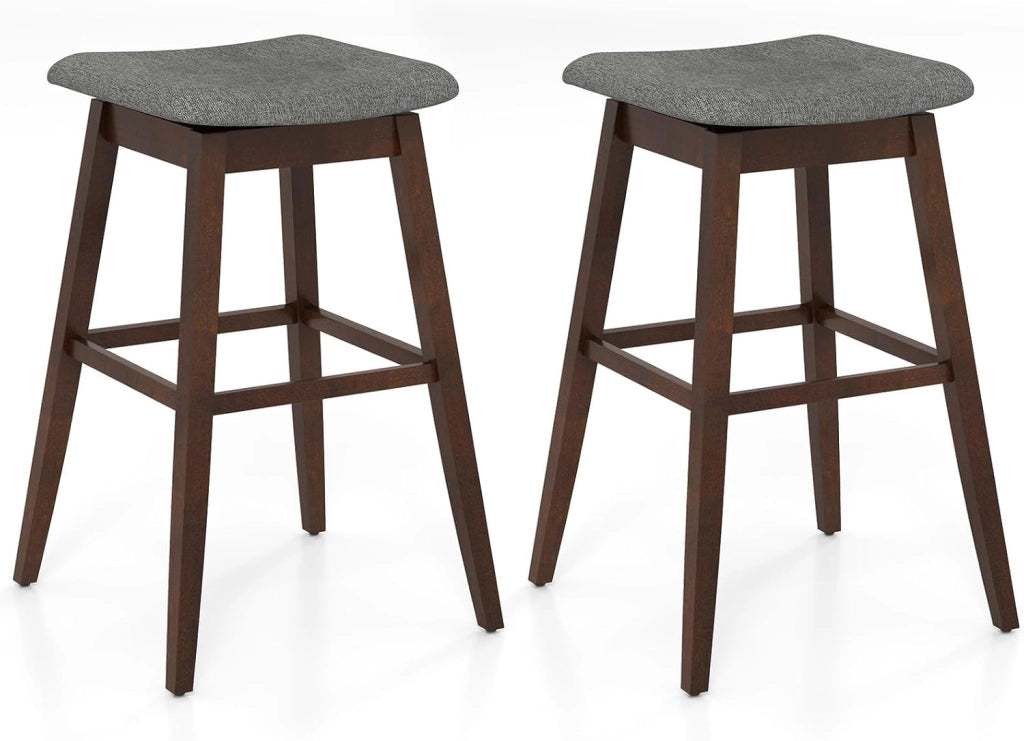 Set di 2 sgabelli da bar, sgabello da cucina girevole con seduta curva tappezzata, poggiapiedi, portata fino a 140 kg, 50 x 50 x 76 cm, sedia alta per sala da pranzo, soggiorno