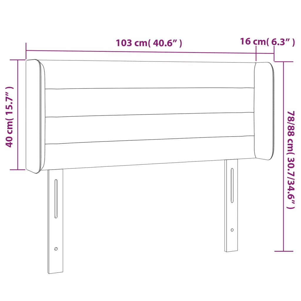 Testiera a LED-Testata con LED Nera 103x16x78/88 cm in Tessuto 763873