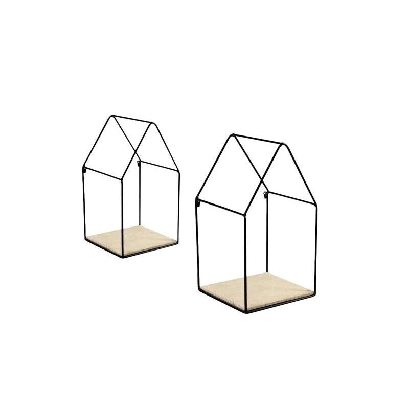 SET 2 BACHECHE STILE INDUSTRIAL 20-15CM CON DESIGN A CASETTA STRUTTURA NERA