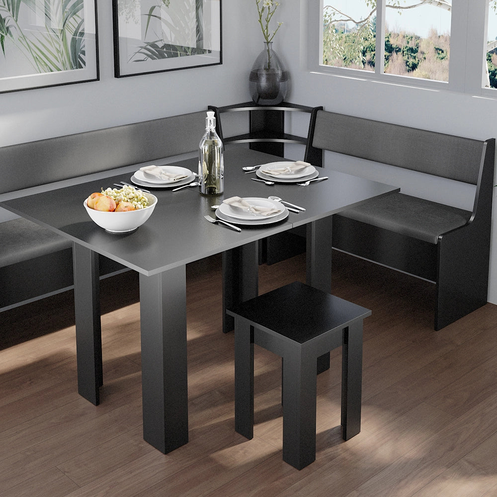 Vicco Gruppo panca ad angolo Nero 150 x 41.5 cm con tavolo