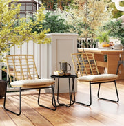 Set da balcone in rattan 3 pezzi beige per 2 persone