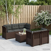 Divano da Giardino 5 Posti con Cuscini Stile Rattan PP Marrone 3443911