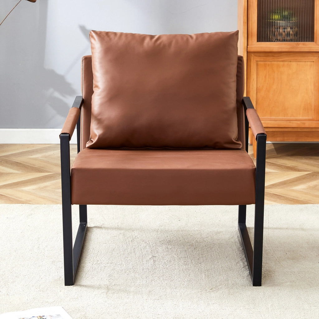 POLTRONA Relax 79x65x28 cm Marrone in PU e Metallo con Braccioli
