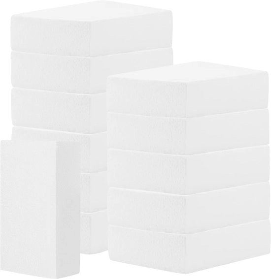 Blocco schiuma rettangolare 12 pezzi - 20 x 10 x 5 cm - Polistirolo rettangolare - Resistente all'acqua e ai colpi - Per artigianato e progetti artistici - Alta stabilità