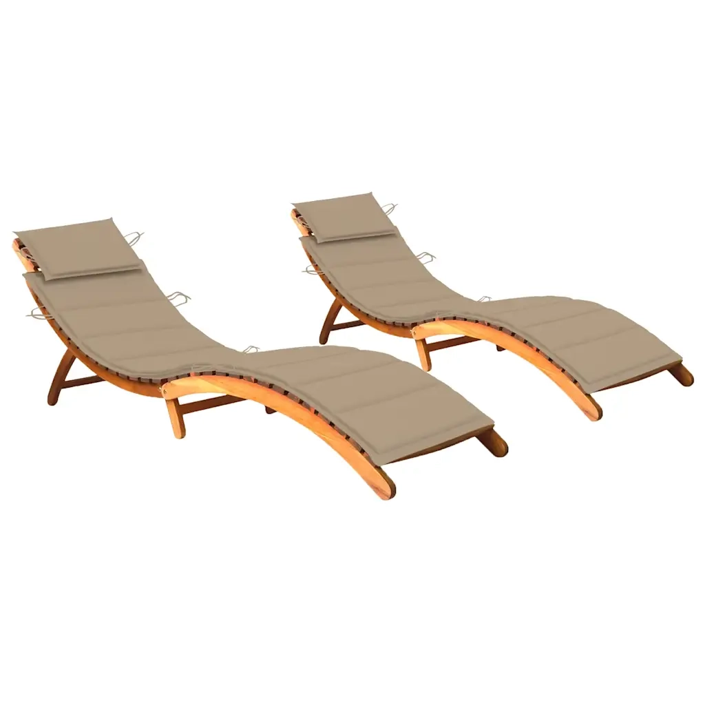 Sdraio 2 pz con Cuscini in Legno Massello di Acacia cod mxl 75539