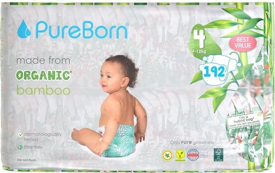 Luiers Ecowechi Bamboe, Taglia 4 (7-12 kg), Ipersensibili e Ultrazaffiatoio