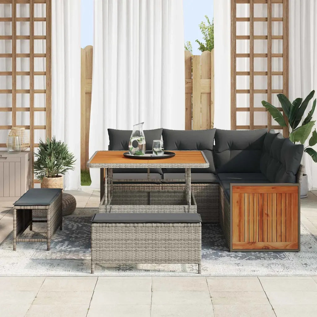 Set Divano da Giardino con cuscino 8 pcs Grigio