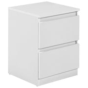 Comodino in truciolato bianco 2 cassetti portaoggetti Design scandinavo Camera da letto