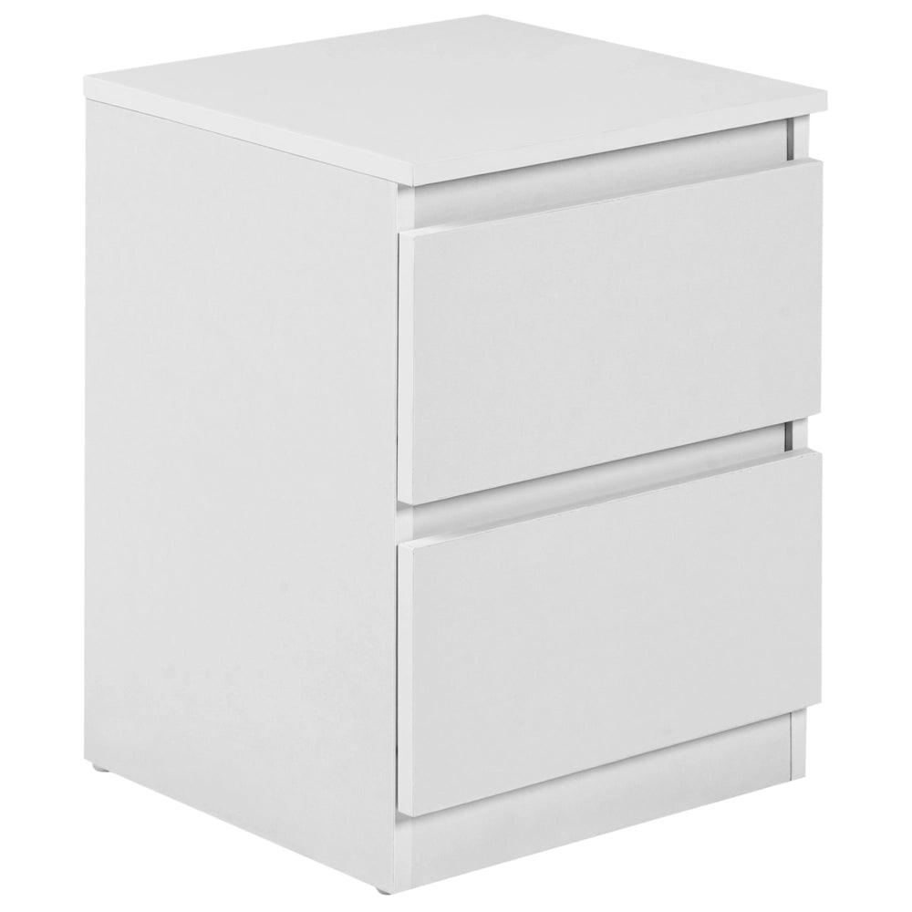 Comodino in truciolato bianco 2 cassetti portaoggetti Design scandinavo Camera da letto