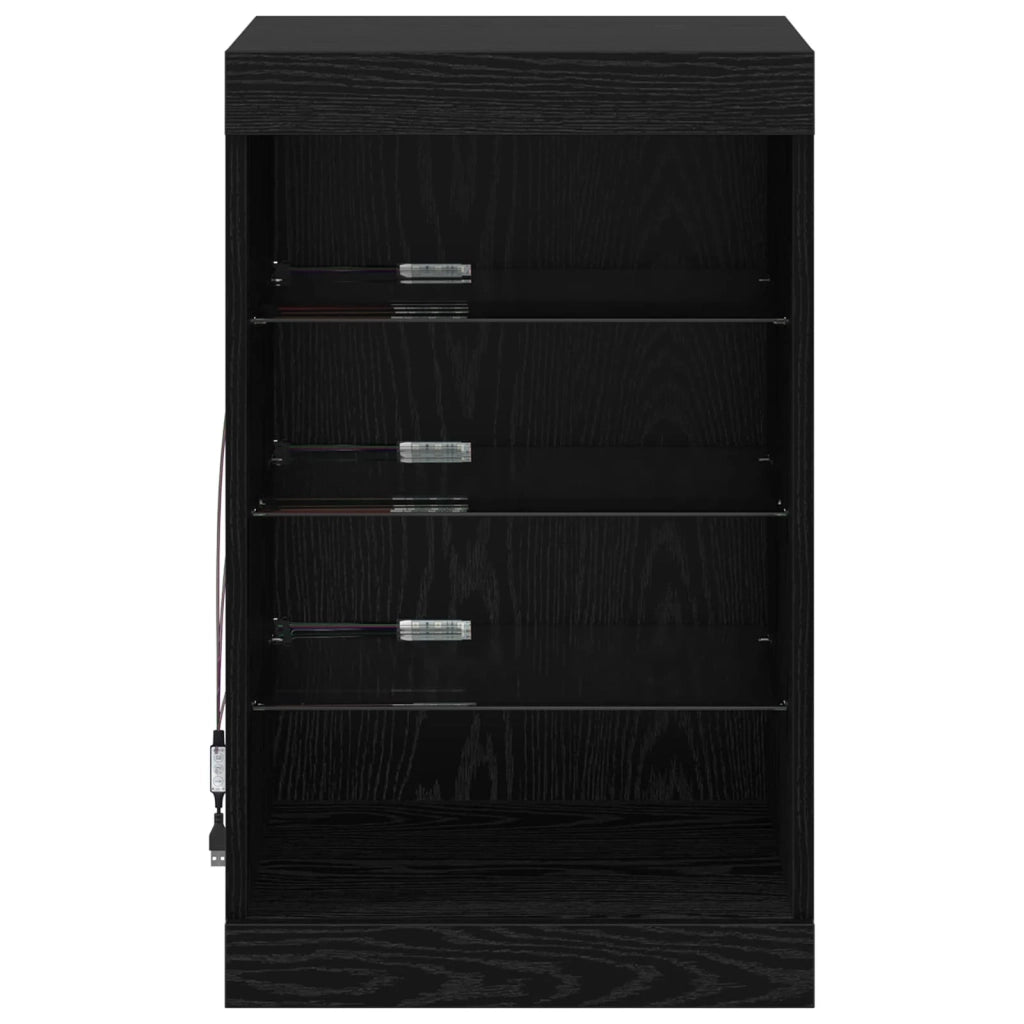 Credenza | Madia LED Rovere Nero 41 x 37 x 67 cm Legno multistrato