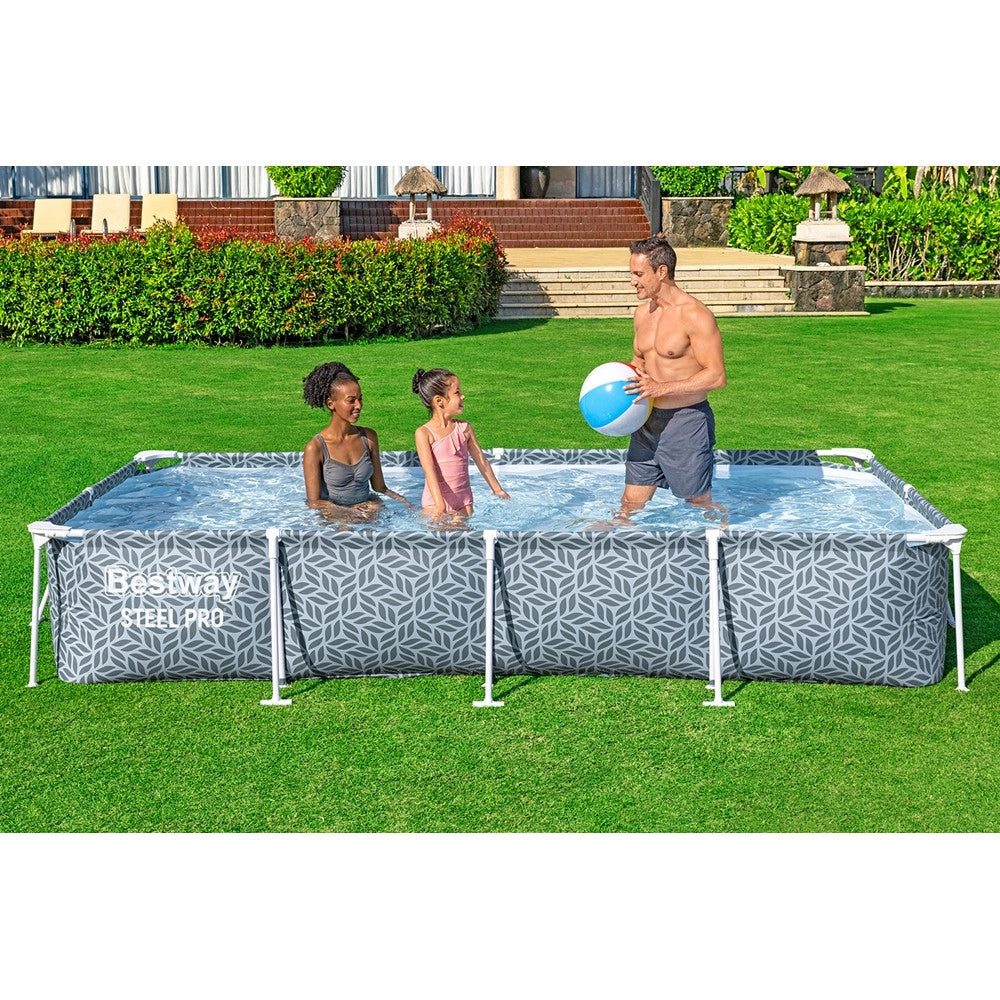 Trade Shop - Piscina Fuori Terra Steel Pro Senza Pompa 366x201x66cm Design A Foglia Rettangolare 561ft -