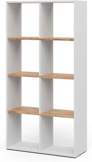Scaffale Scutum, Rovere bianco/dorato, 143 x 72 cm, per l’utilizzo come divisorio o come libreria aperta