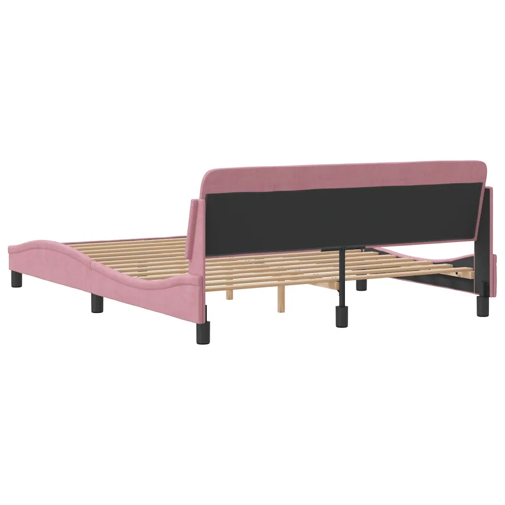 Giroletto con Testiera-Struttura Letto con testiera Dover Rosa 160x200 cm Velluto