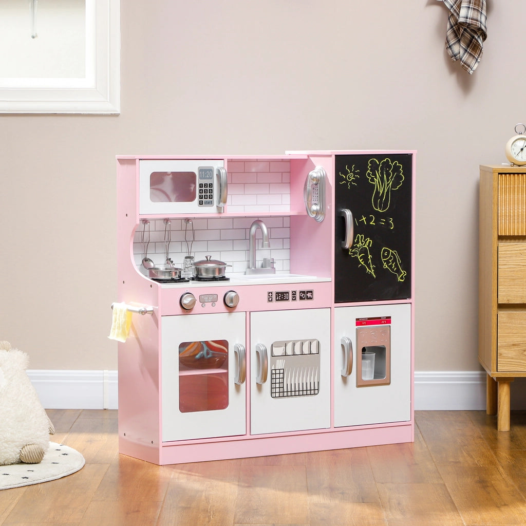 Cucina per Bambini con Accessori ¨C zephmum ¨C Rosa 83.8x26.8x81 cm