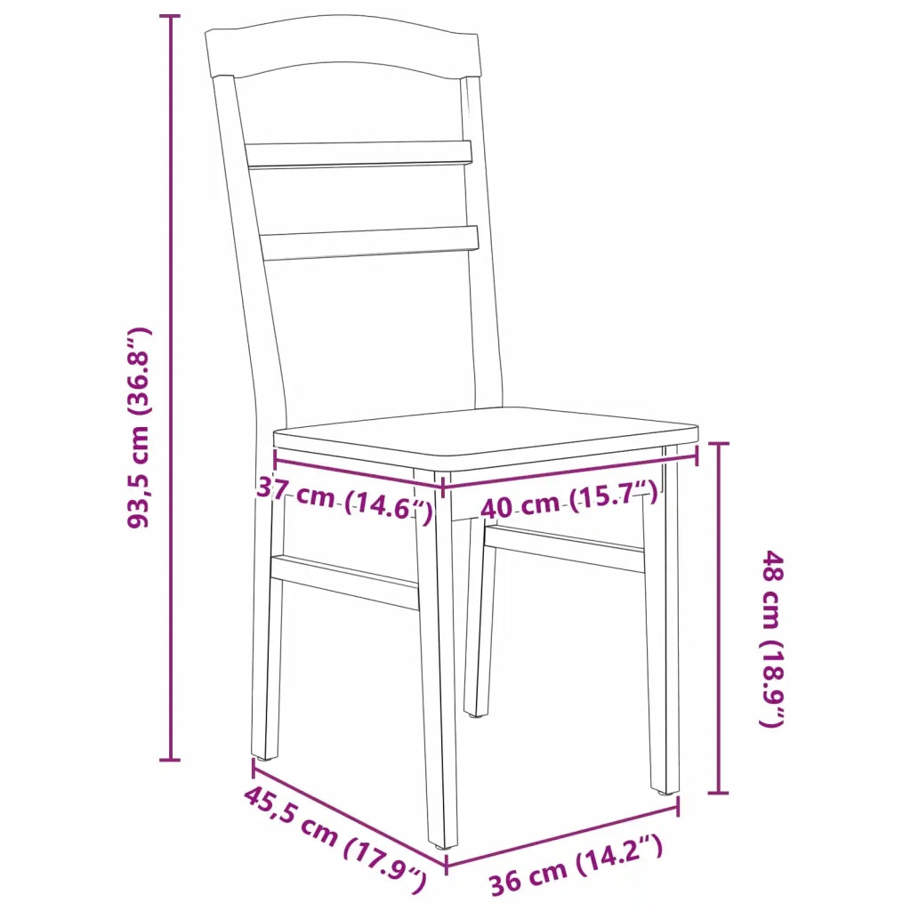 Sedia da pranzo 2 pcs Bianco Legno di gomma solido 42020498