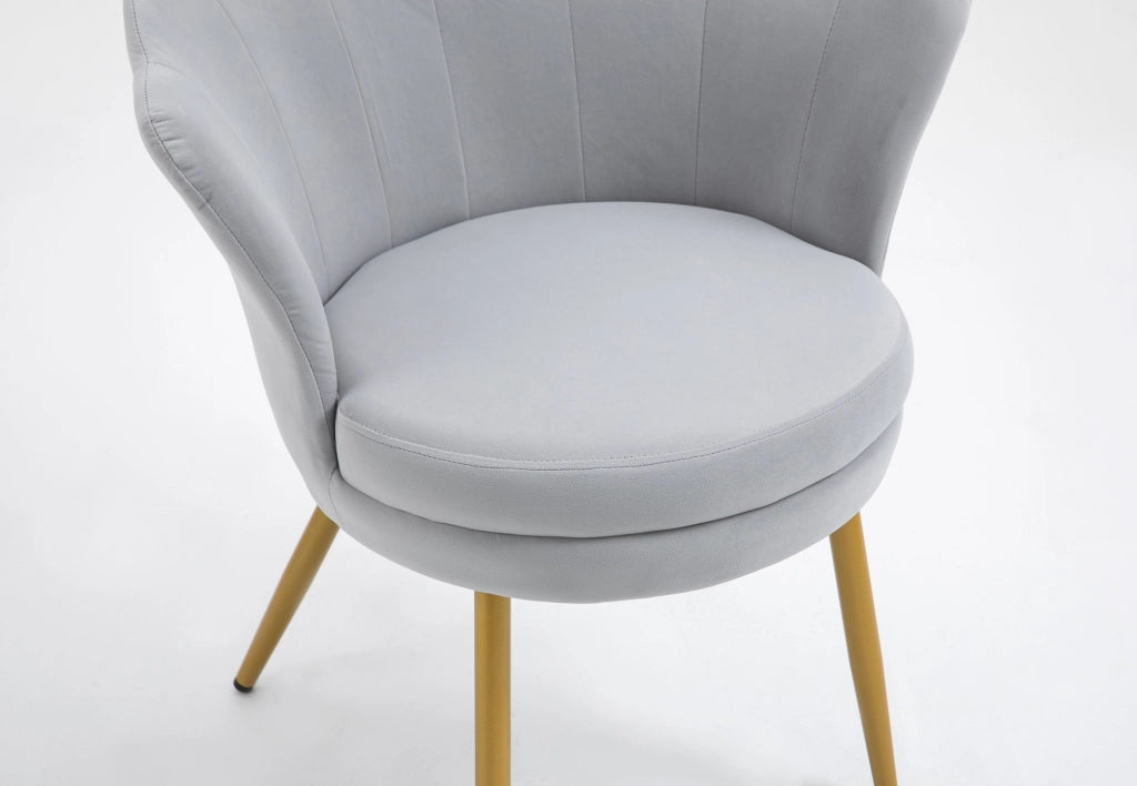 Poltrona Conchiglia Camera da Letto in Velluto Design Moderno Maddina Grigio