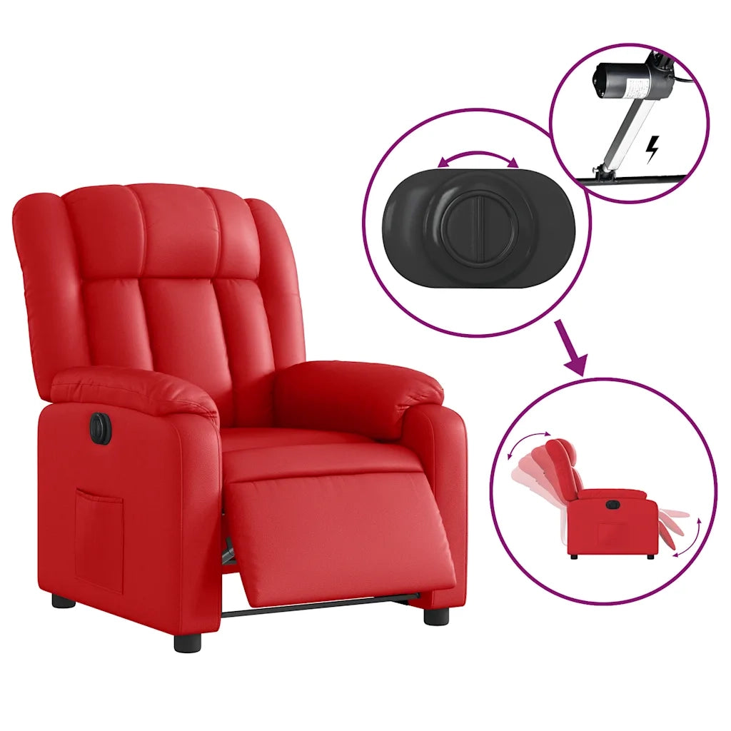 Poltrona Reclinabile Elettrica Rossa in Similpelle 3205255