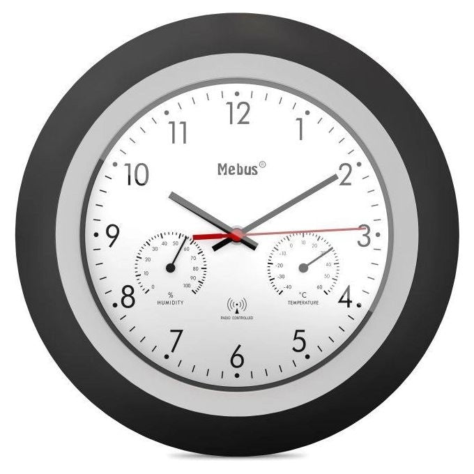 Mebus 19449 orologio da parete e da tavolo Orologio digitale Rotondo Nero, Bianco