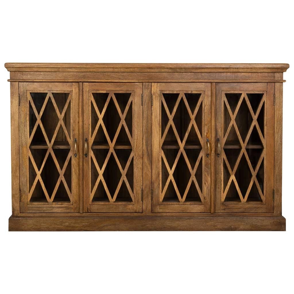 Credenza in legno e vetro marrone 170x40x100