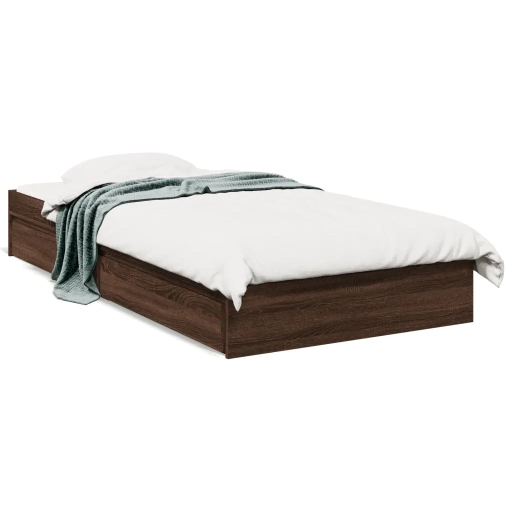 Giroletto Cassetti-Struttura Letto con contenitore Rovere Marrone 75x190 cm Legno Multistrato 639034