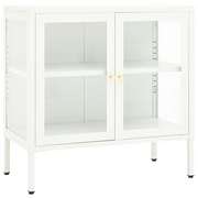 Credenza | Madia | Buffet da pranzo | Armadio da pranzo Bianca 70x35x70 cm in Acciaio e Vetro