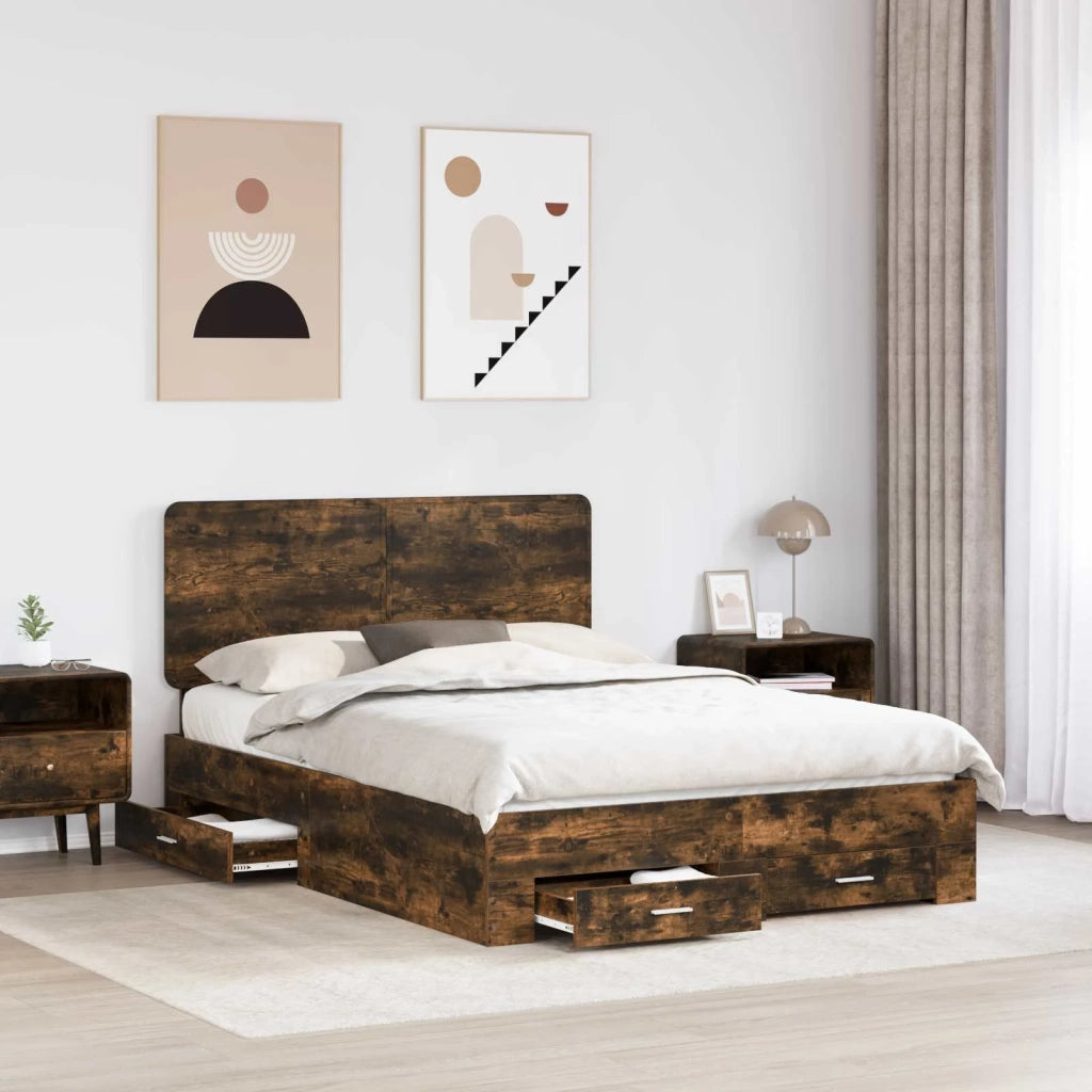 Struttura del letto Rovere fumé 140 x 190 cm Legno multistrato 3412787