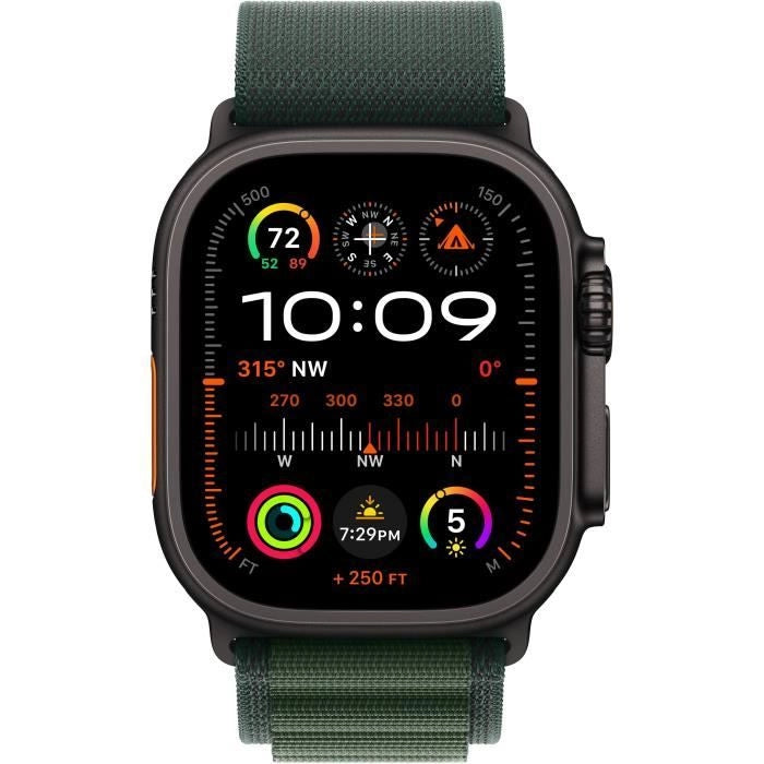 Apple Watch Ultra 2 GPS + Cellular - 49 mm - Cassa in titanio nero - cinturino Alpine Loop verde scuro - Small